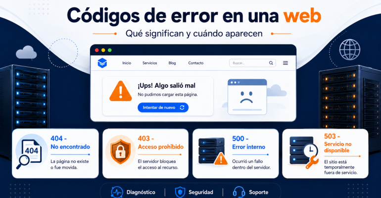 codigos de error en una web